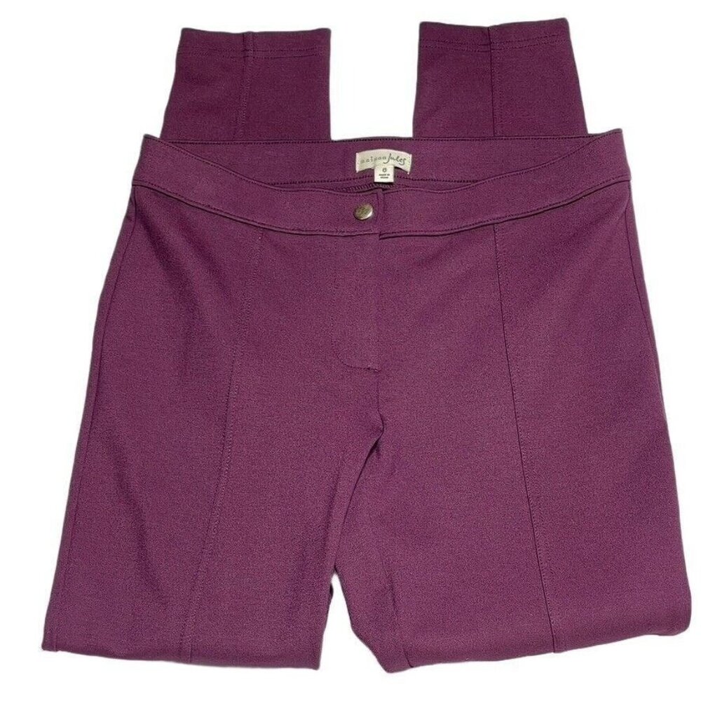 Maison Jules Womens Burgundy Straight-Leg Stretch Pants Size 6